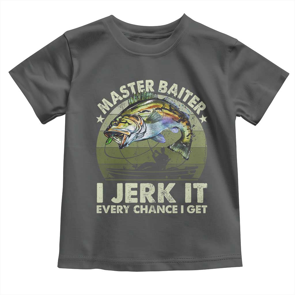 Retro Master Baiter Toddler T Shirt Funny Bass Fishing Fisher TS10 Dark Heather Print Your Wear