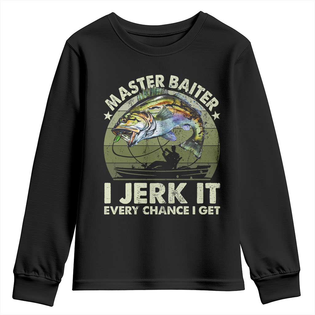 Retro Master Baiter Youth Sweatshirt Funny Bass Fishing Fisher TS10 Black Print Your Wear