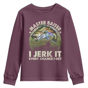 Retro Master Baiter Youth Sweatshirt Funny Bass Fishing Fisher TS10 Maroon Print Your Wear