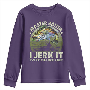 Retro Master Baiter Youth Sweatshirt Funny Bass Fishing Fisher TS10 Purple Print Your Wear