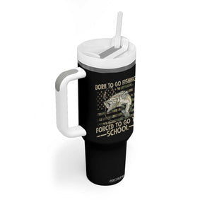 Born To Go Fishing Tumbler With Handle Forced School Fisherman Camouflage US Flag TS10 Print Your Wear