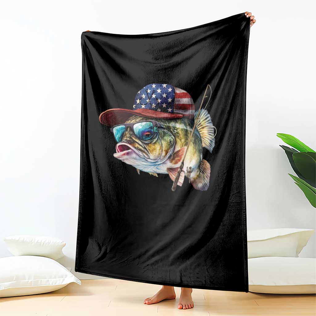 Funny Fishing American Flag Throw Blanket Patriotic Fisherman Family Gift TS10 Print Your Wear