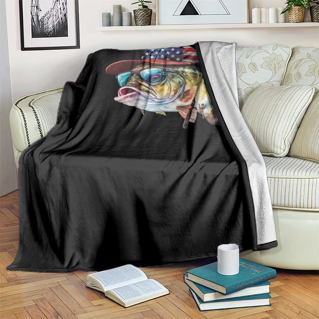 Funny Fishing American Flag Throw Blanket Patriotic Fisherman Family Gift TS10 Print Your Wear