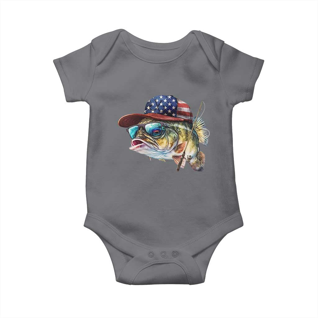 Funny Fishing American Flag Baby Onesie Patriotic Fisherman Family Gift TS10 Charcoal Print Your Wear