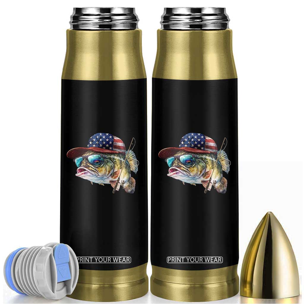 Funny Fishing American Flag Bullet Tumbler Patriotic Fisherman Family Gift TS10 Black Print Your Wear