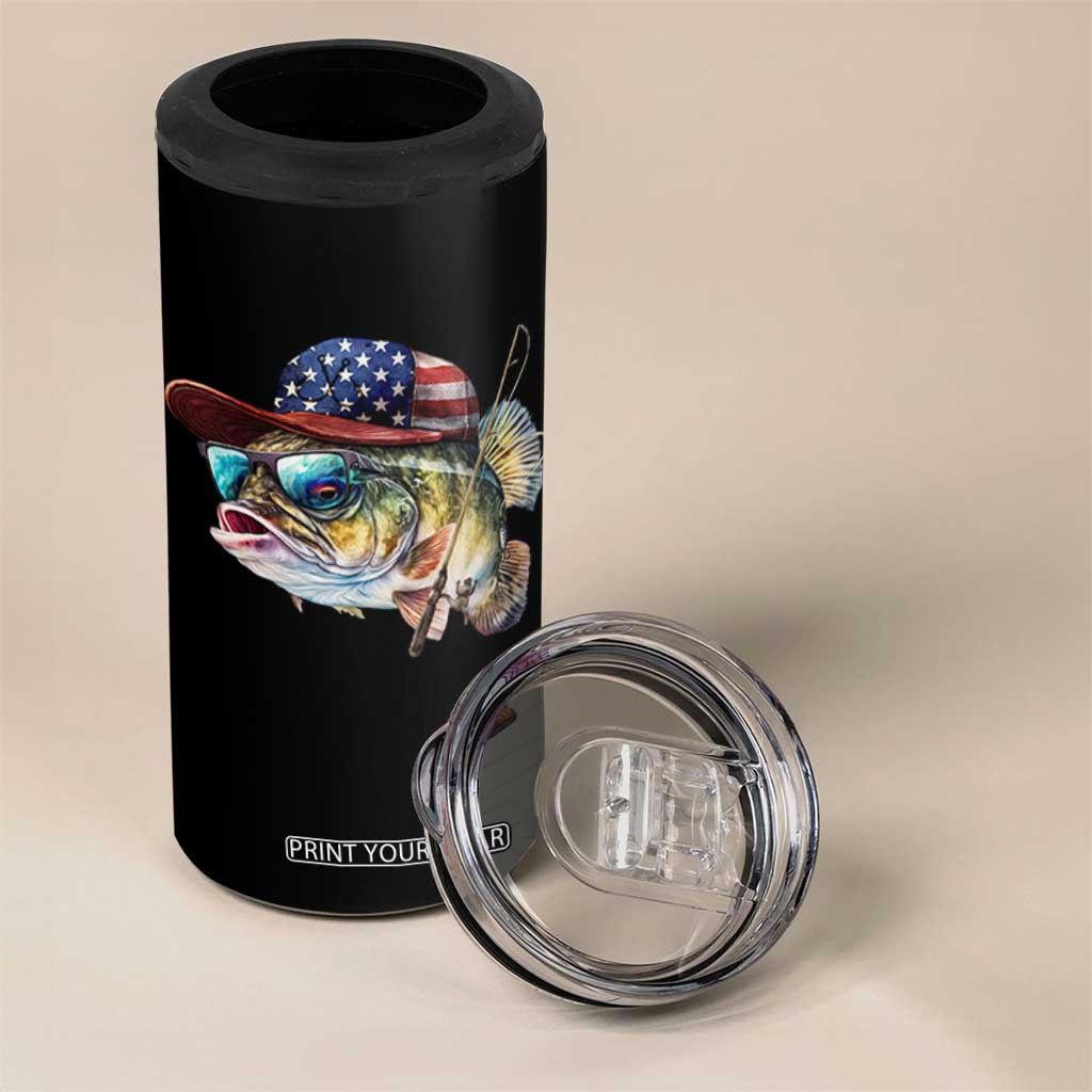 Funny Fishing American Flag 4 in 1 Can Cooler Tumbler Patriotic Fisherman Family Gift TS10 Print Your Wear