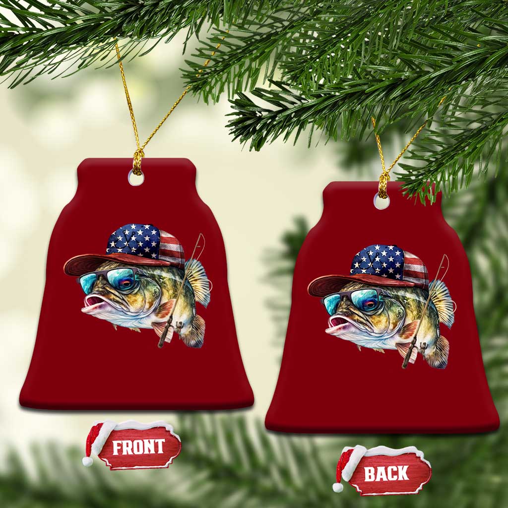 Funny Fishing American Flag Ceramic Ornament Patriotic Fisherman Family Gift TS10 Print Your Wear