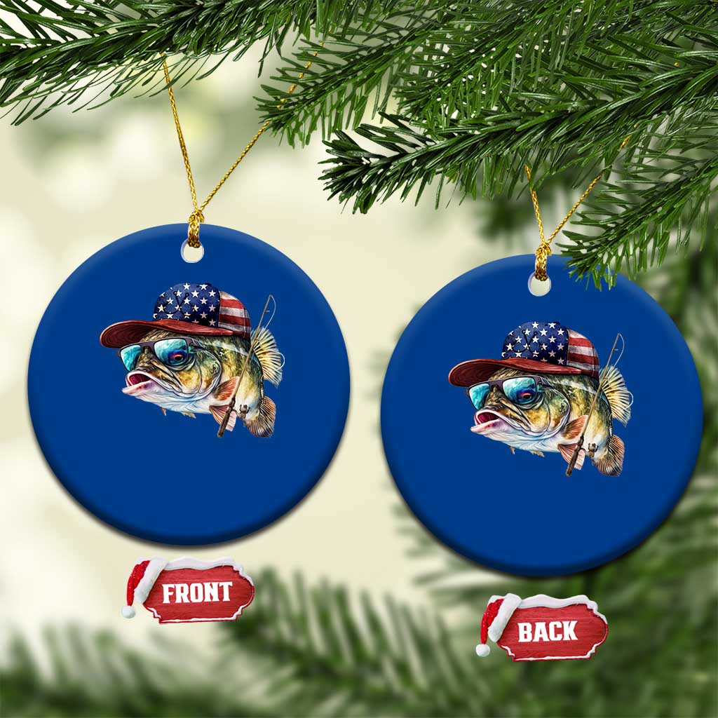 Funny Fishing American Flag Ceramic Ornament Patriotic Fisherman Family Gift TS10 1pc Blue Print Your Wear