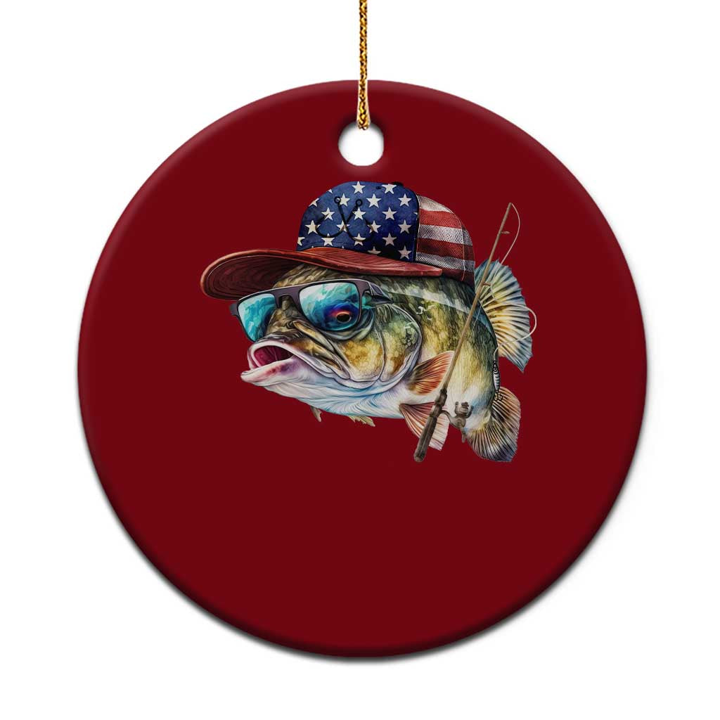 Funny Fishing American Flag Ceramic Ornament Patriotic Fisherman Family Gift TS10 1pc Red Print Your Wear