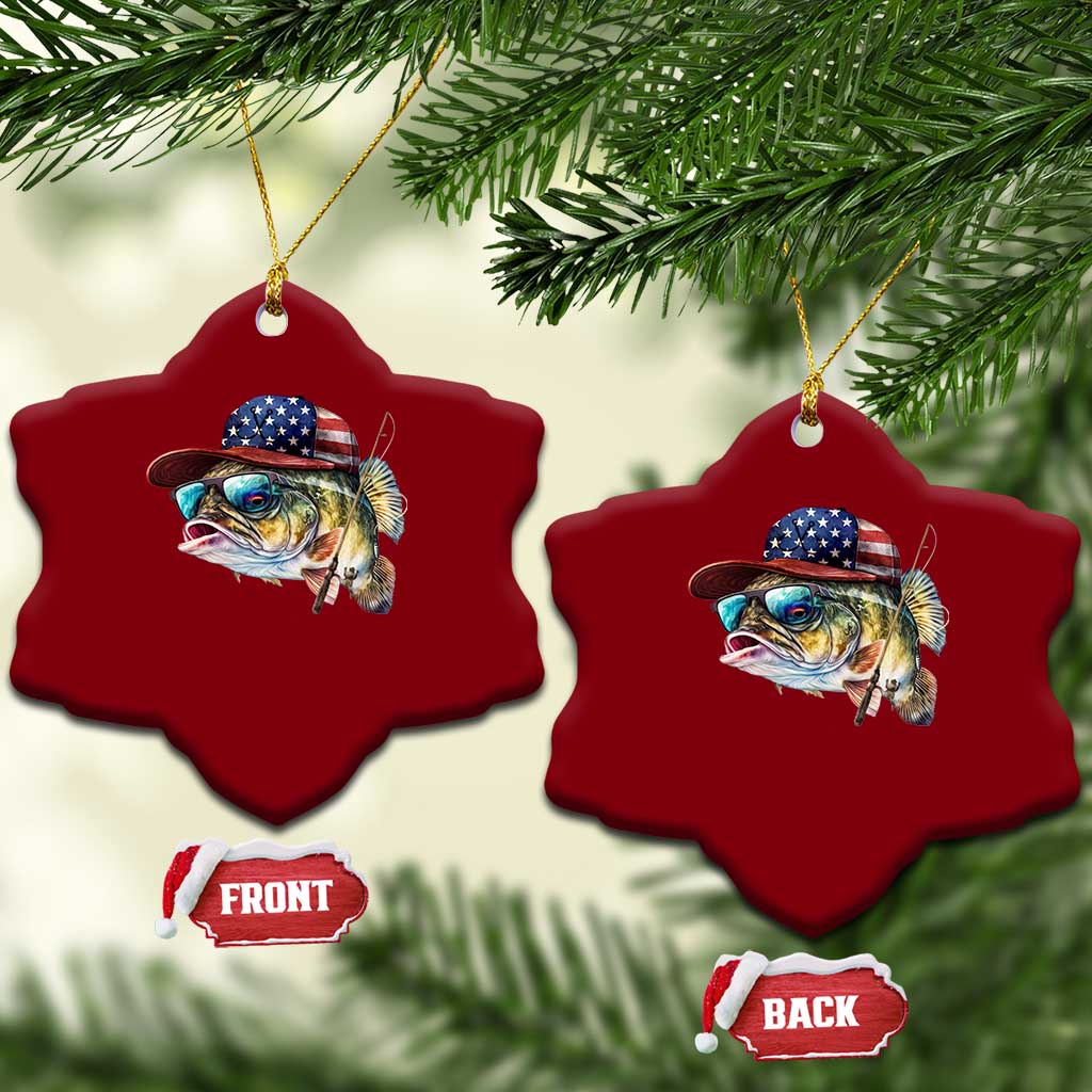 Funny Fishing American Flag Ceramic Ornament Patriotic Fisherman Family Gift TS10 Print Your Wear