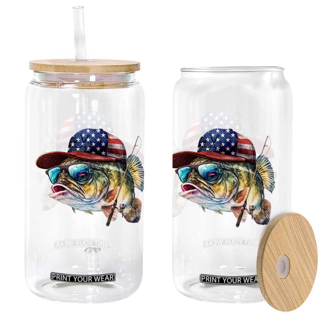 Funny Fishing American Flag Glass Can Patriotic Fisherman Family Gift TS10 Print Your Wear