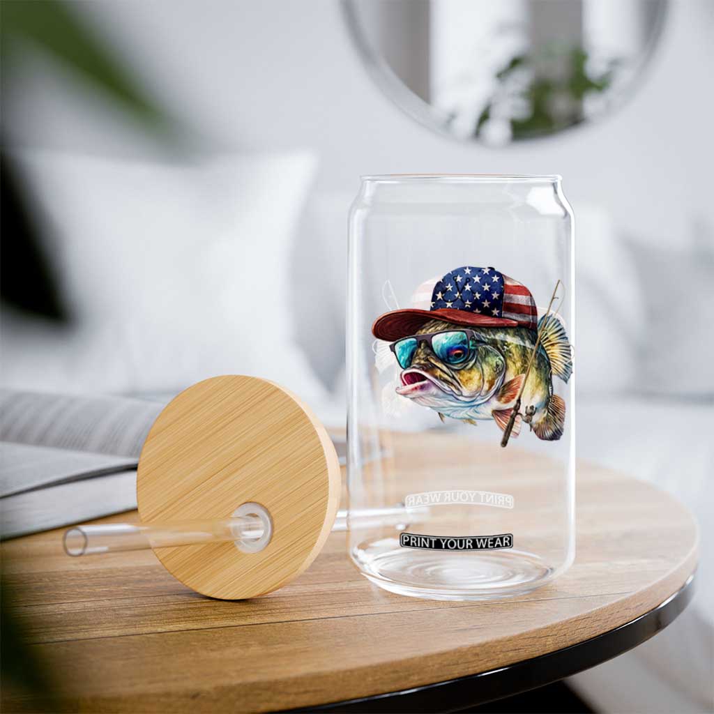 Funny Fishing American Flag Glass Can Patriotic Fisherman Family Gift TS10 Print Your Wear
