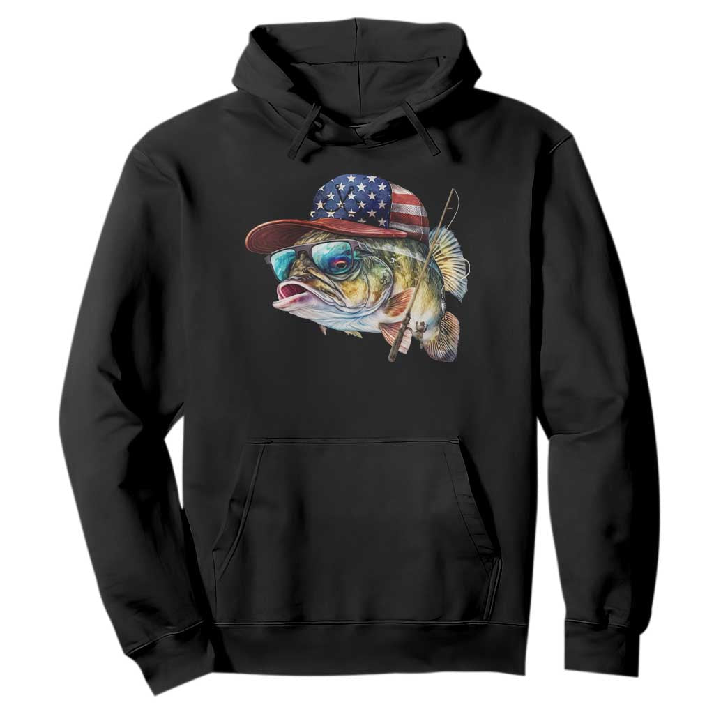 Funny Fishing American Flag Hoodie Patriotic Fisherman Family Gift TS10 Black Print Your Wear