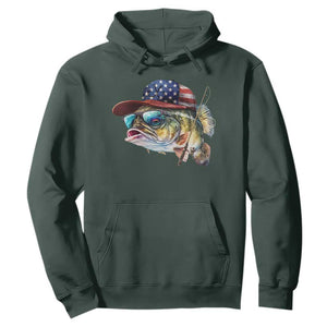 Funny Fishing American Flag Hoodie Patriotic Fisherman Family Gift TS10 Dark Forest Green Print Your Wear