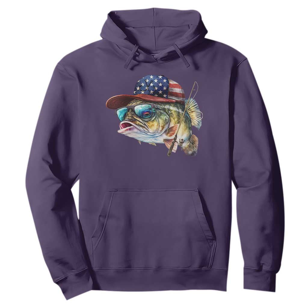 Funny Fishing American Flag Hoodie Patriotic Fisherman Family Gift TS10 Purple Print Your Wear