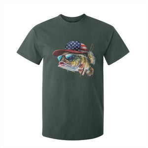 Funny Fishing American Flag T Shirt For Kid Patriotic Fisherman Family Gift TS10 Dark Forest Green Print Your Wear