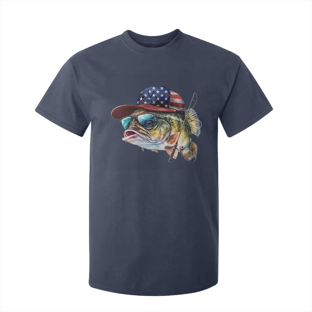 Funny Fishing American Flag T Shirt For Kid Patriotic Fisherman Family Gift TS10 Navy Print Your Wear