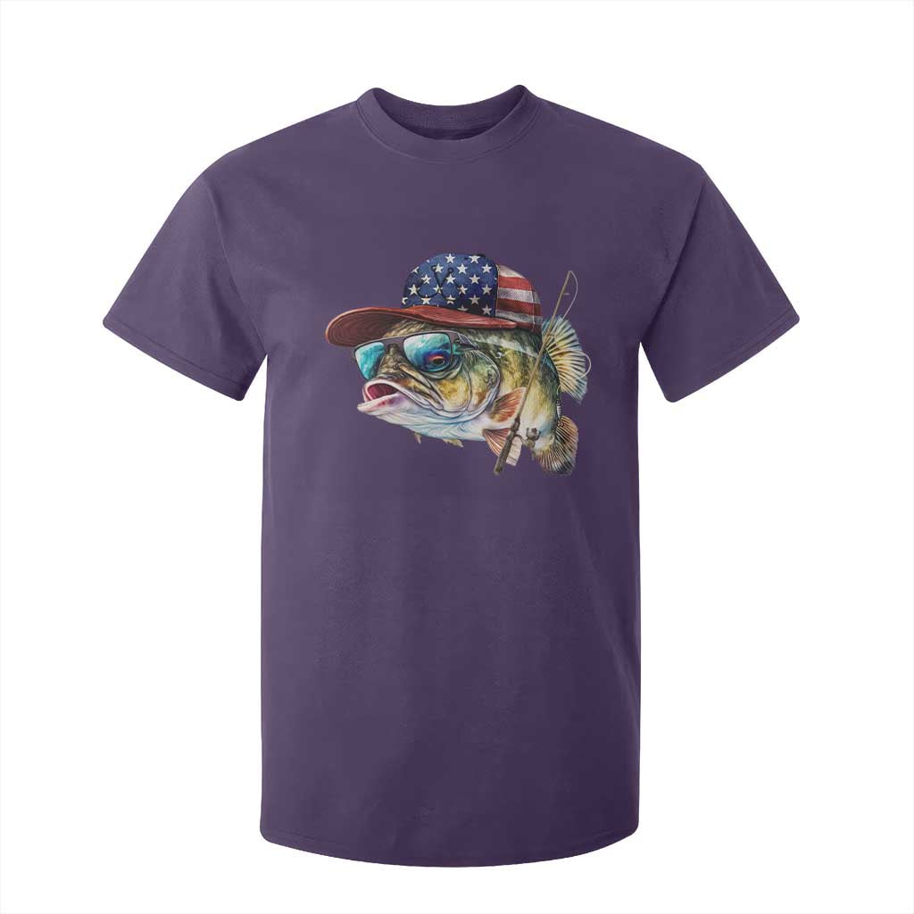 Funny Fishing American Flag T Shirt For Kid Patriotic Fisherman Family Gift TS10 Purple Print Your Wear