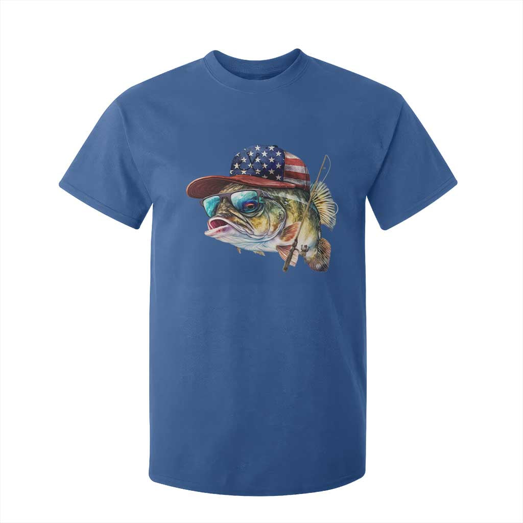 Funny Fishing American Flag T Shirt For Kid Patriotic Fisherman Family Gift TS10 Royal Blue Print Your Wear