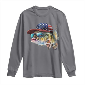 Funny Fishing American Flag Long Sleeve Shirt Patriotic Fisherman Family Gift TS10 Charcoal Print Your Wear