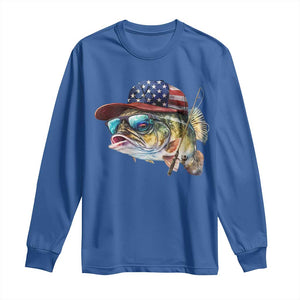 Funny Fishing American Flag Long Sleeve Shirt Patriotic Fisherman Family Gift TS10 Royal Blue Print Your Wear