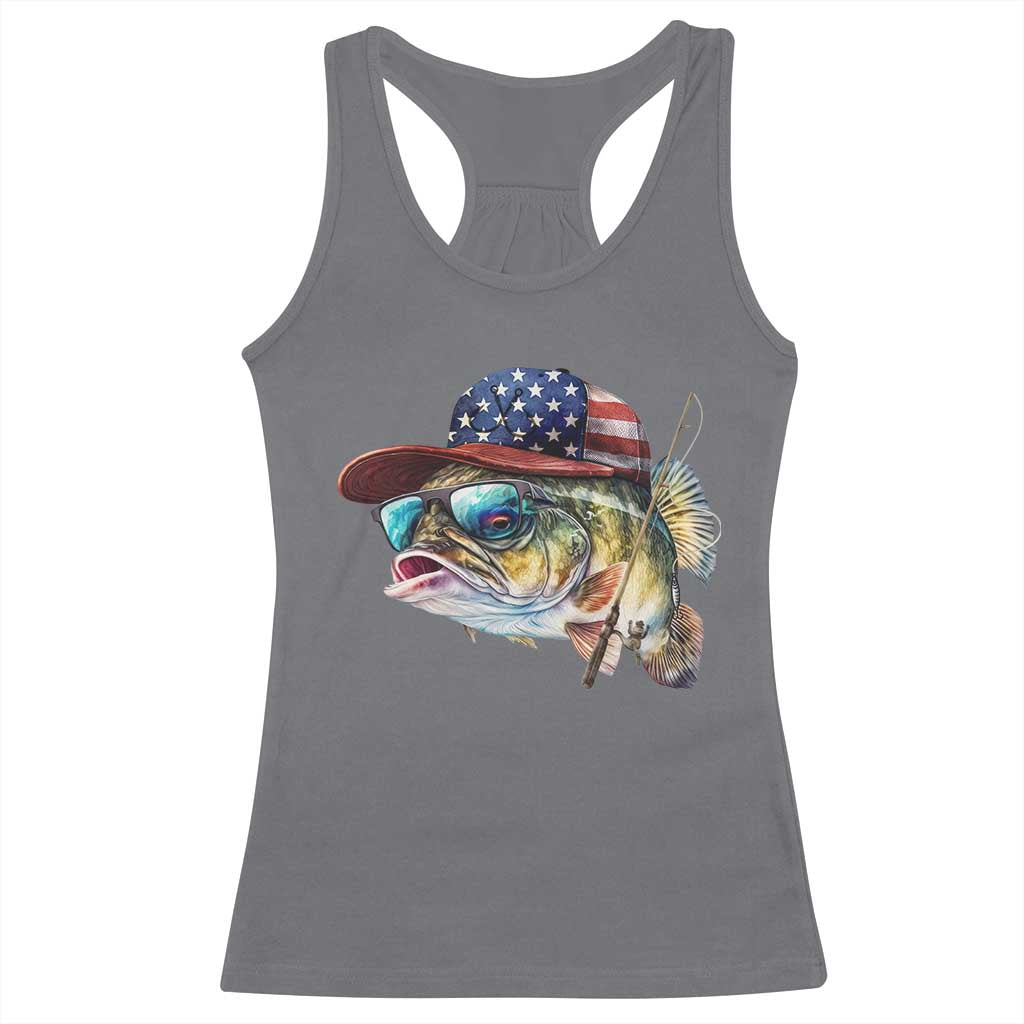 Funny Fishing American Flag Racerback Tank Top Patriotic Fisherman Family Gift TS10 Charcoal Print Your Wear