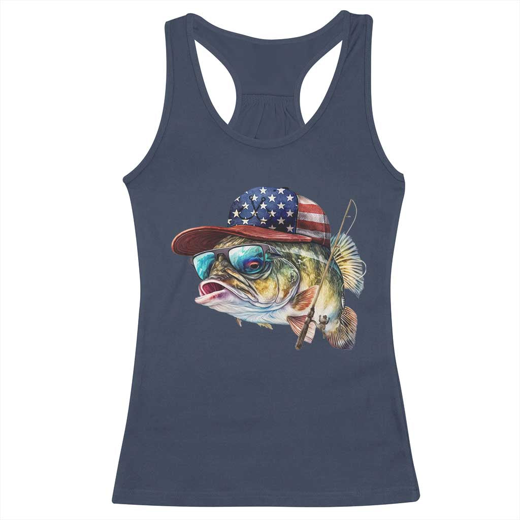 Funny Fishing American Flag Racerback Tank Top Patriotic Fisherman Family Gift TS10 Navy Print Your Wear