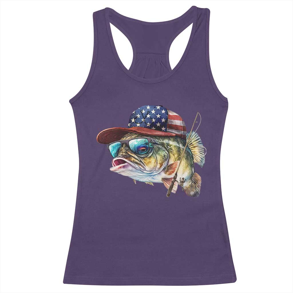 Funny Fishing American Flag Racerback Tank Top Patriotic Fisherman Family Gift TS10 Purple Print Your Wear