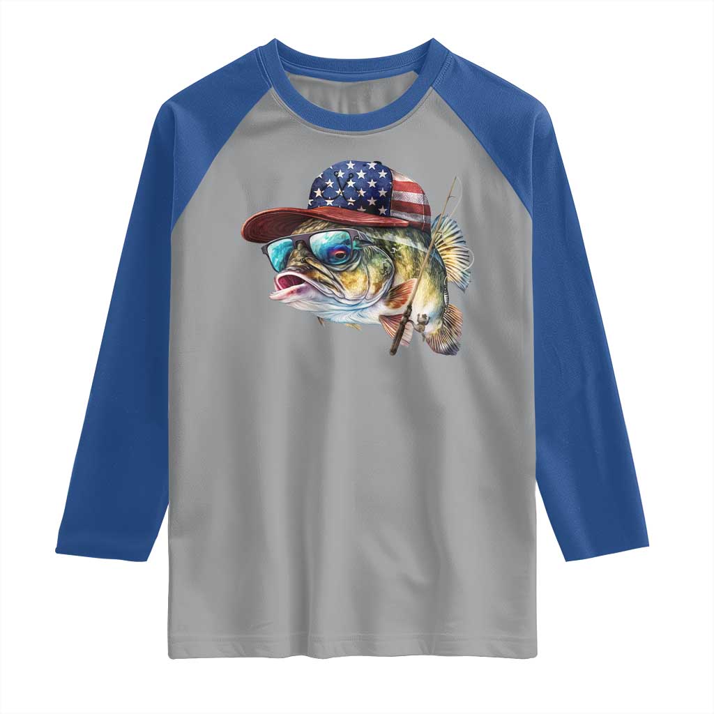 Funny Fishing American Flag Raglan Shirt Patriotic Fisherman Family Gift TS10 Sport Gray Royal Print Your Wear
