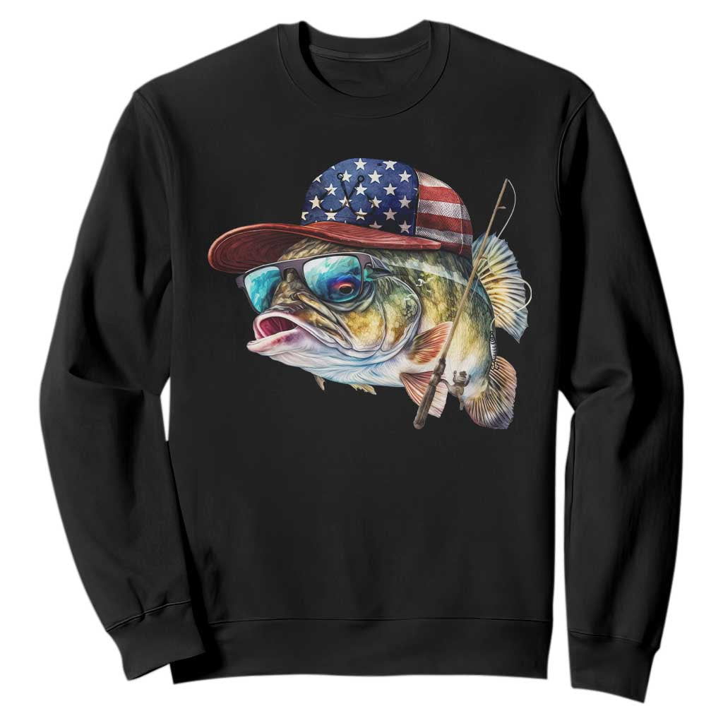 Funny Fishing American Flag Sweatshirt Patriotic Fisherman Family Gift TS10 Black Print Your Wear