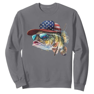 Funny Fishing American Flag Sweatshirt Patriotic Fisherman Family Gift TS10 Charcoal Print Your Wear