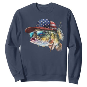 Funny Fishing American Flag Sweatshirt Patriotic Fisherman Family Gift TS10 Navy Print Your Wear
