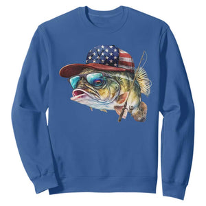 Funny Fishing American Flag Sweatshirt Patriotic Fisherman Family Gift TS10 Royal Blue Print Your Wear