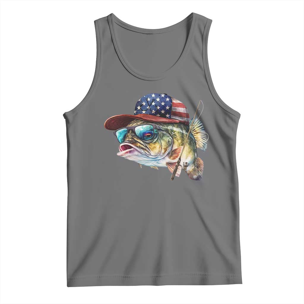 Funny Fishing American Flag Tank Top Patriotic Fisherman Family Gift TS10 Black Heather Print Your Wear