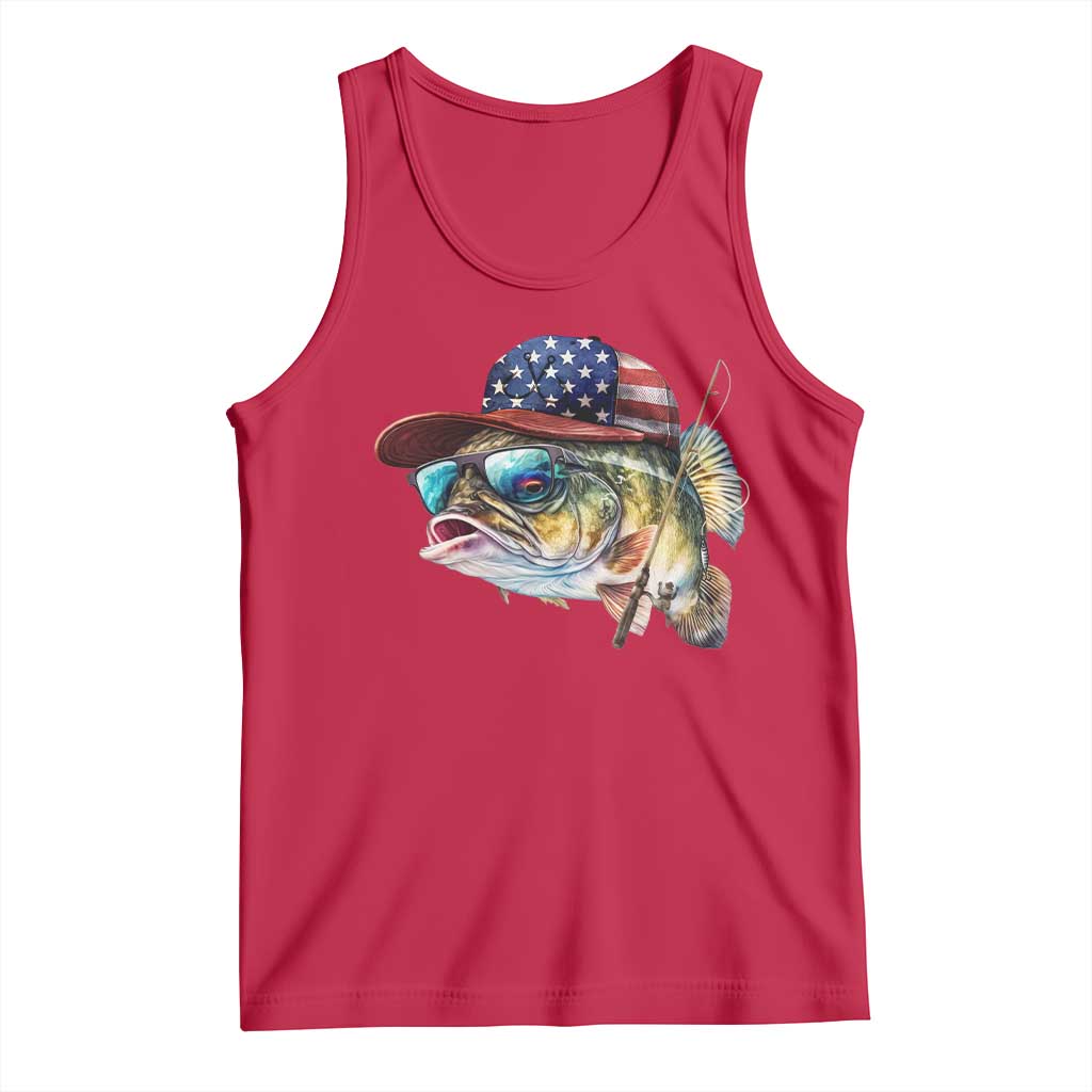 Funny Fishing American Flag Tank Top Patriotic Fisherman Family Gift TS10 Red Print Your Wear