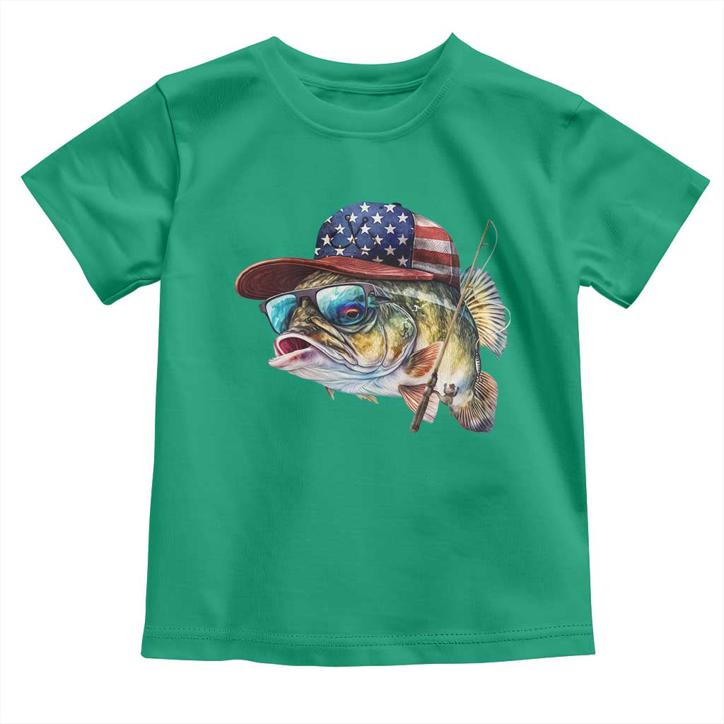 Funny Fishing American Flag Toddler T Shirt Patriotic Fisherman Family Gift TS10 Irish Green Print Your Wear