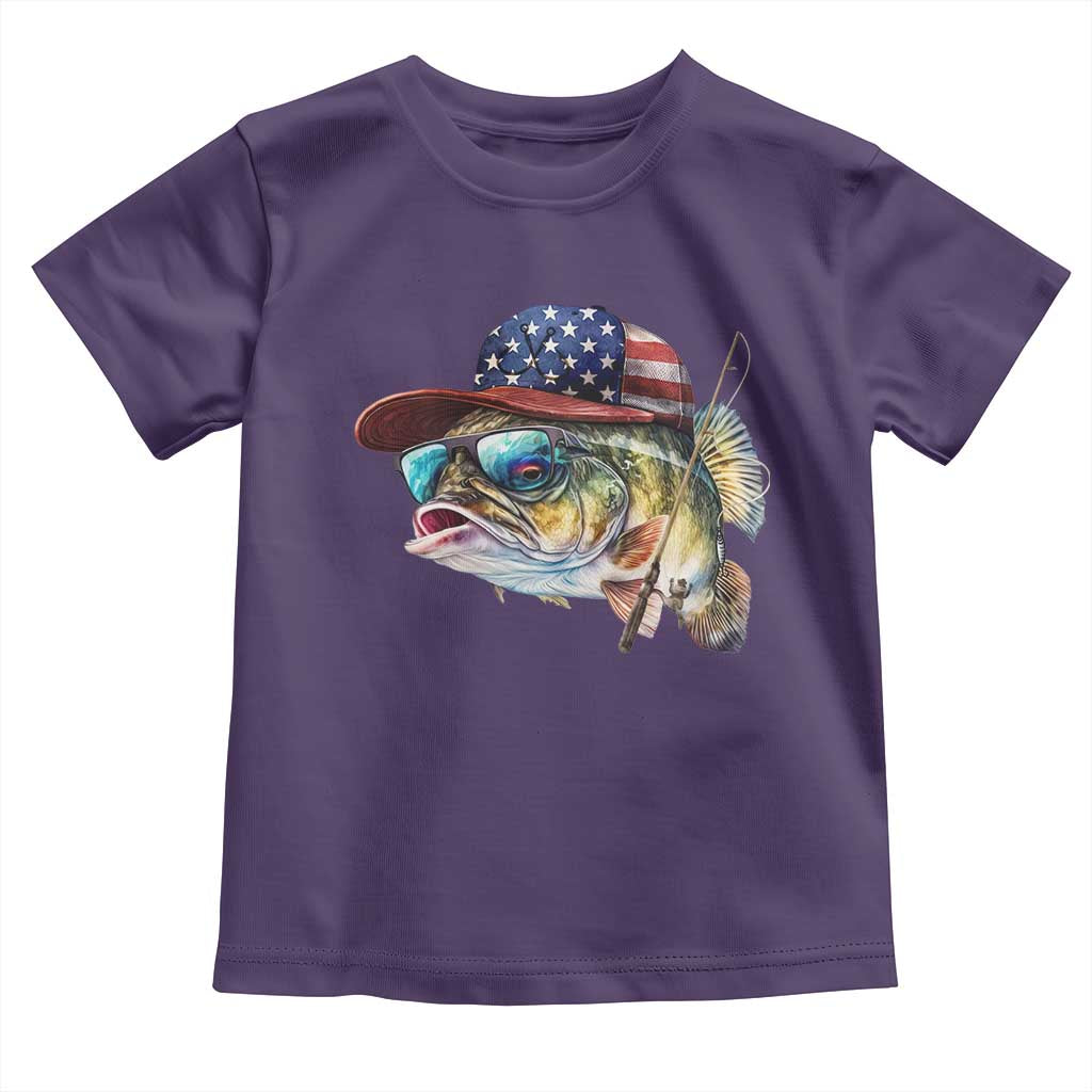 Funny Fishing American Flag Toddler T Shirt Patriotic Fisherman Family Gift TS10 Purple Print Your Wear