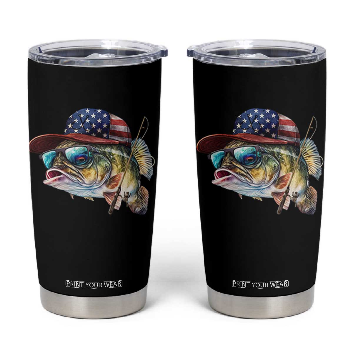 Funny Fishing American Flag Tumbler Cup Patriotic Fisherman Family Gift TS10 Black Print Your Wear