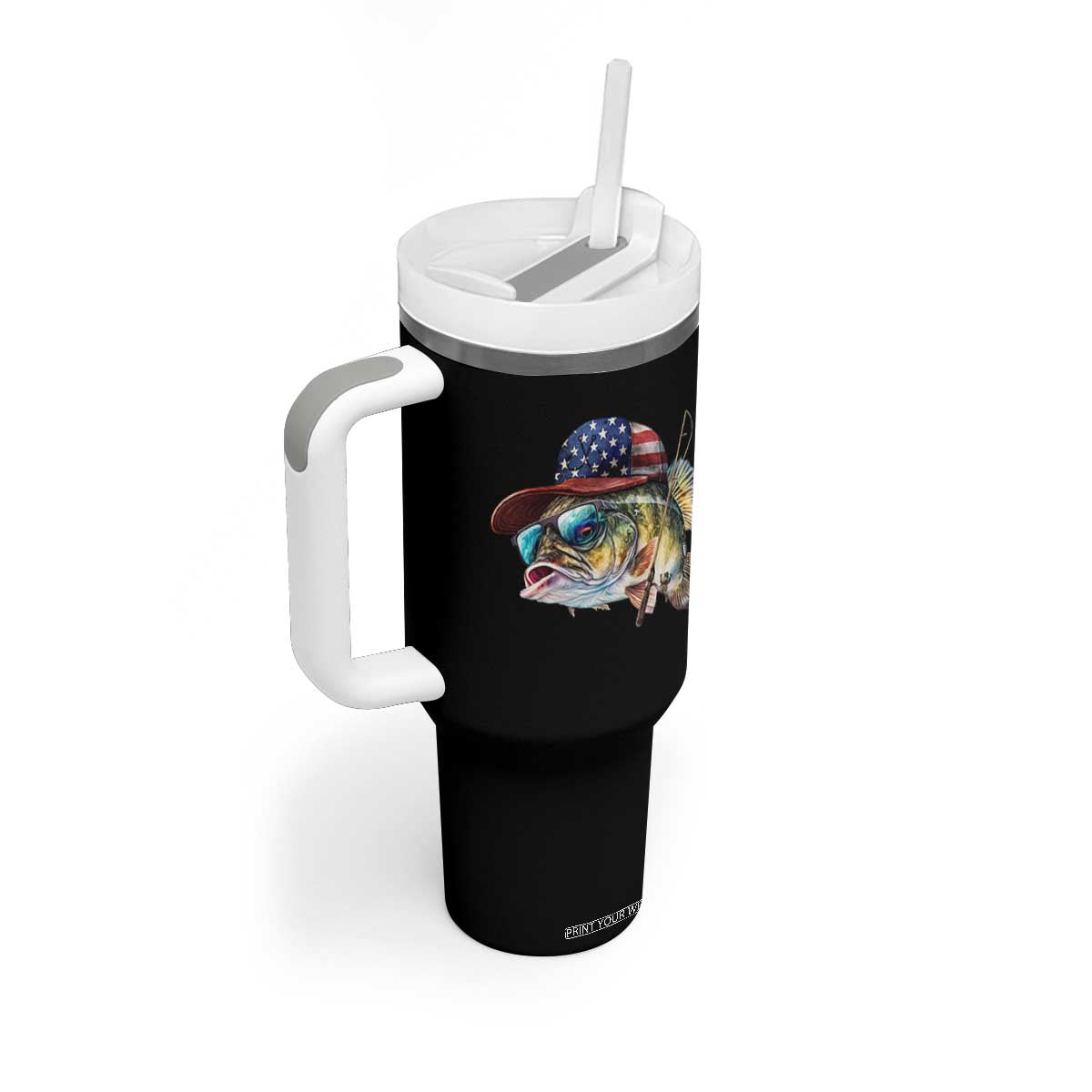 Funny Fishing American Flag Tumbler With Handle Patriotic Fisherman Family Gift TS10 Print Your Wear