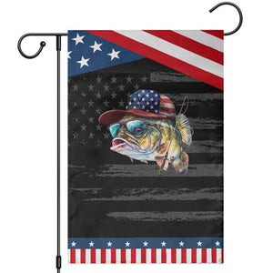 Funny Fishing American Flag Garden Flag Patriotic Fisherman Family Gift TS10 Distressed Black Blue Print Your Wear