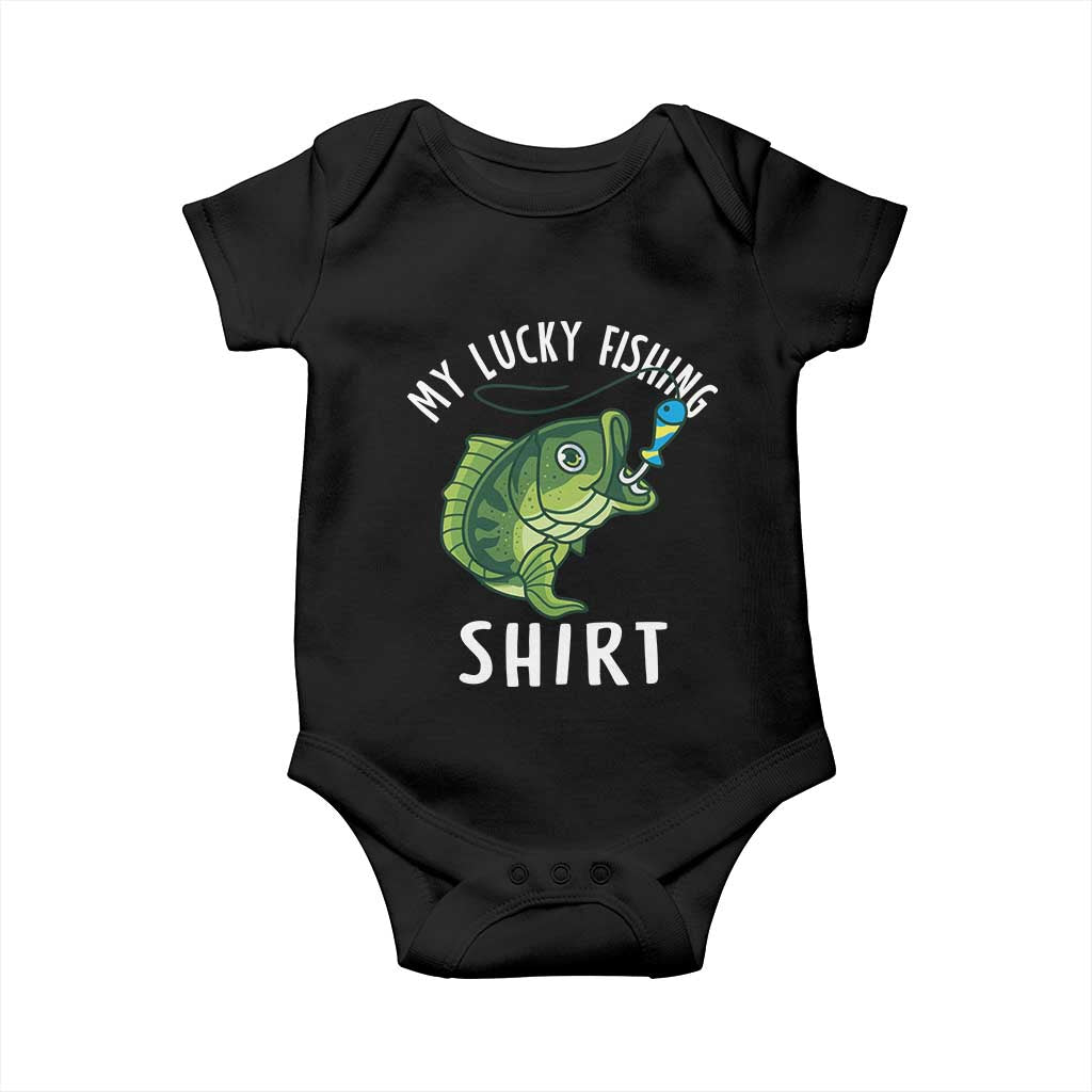 Lucky Fishing Baby Onesie Funny Fisherman Fish Lovers TS10 Black Print Your Wear