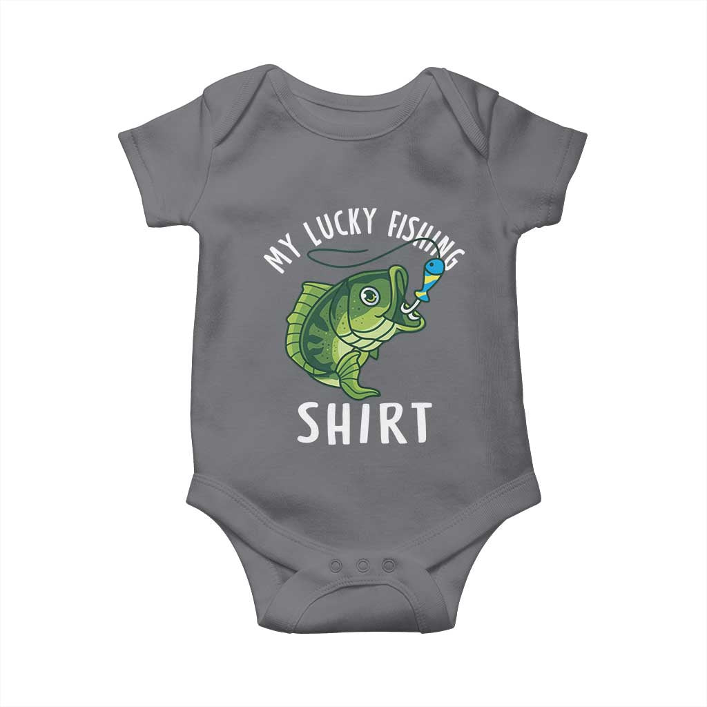 Lucky Fishing Baby Onesie Funny Fisherman Fish Lovers TS10 Charcoal Print Your Wear