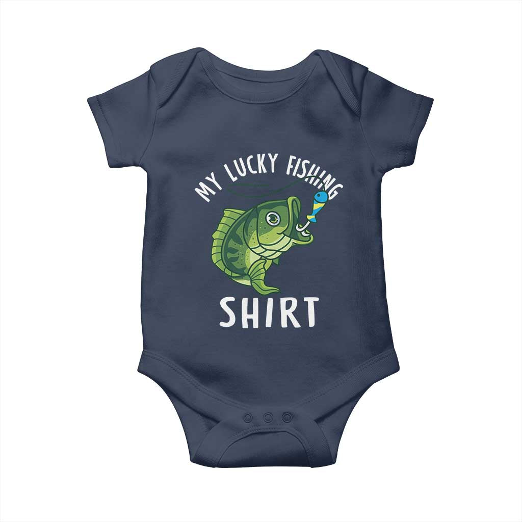 Lucky Fishing Baby Onesie Funny Fisherman Fish Lovers TS10 Navy Print Your Wear