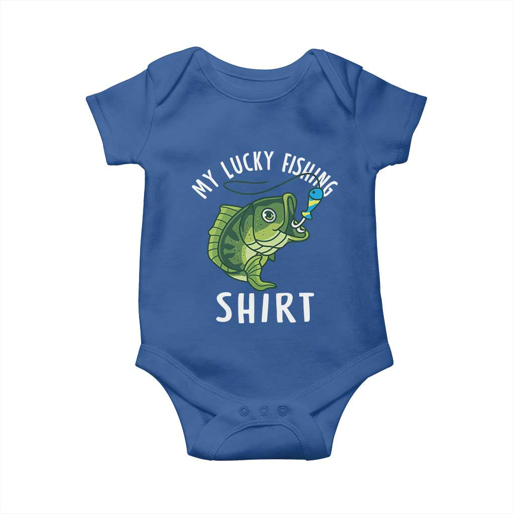 Lucky Fishing Baby Onesie Funny Fisherman Fish Lovers TS10 Royal Blue Print Your Wear