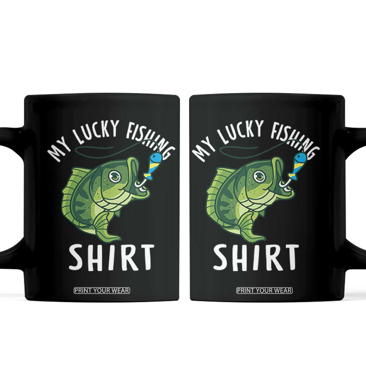 Lucky Fishing Coffee Mug Funny Fisherman Fish Lovers TS10 Black Print Your Wear