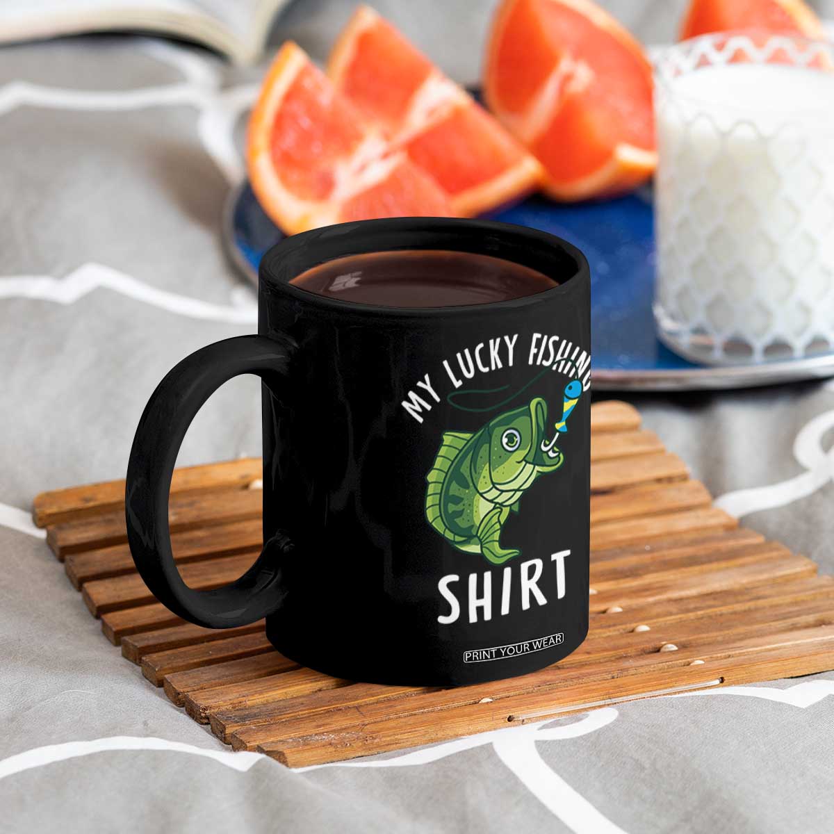 Lucky Fishing Coffee Mug Funny Fisherman Fish Lovers TS10 Print Your Wear
