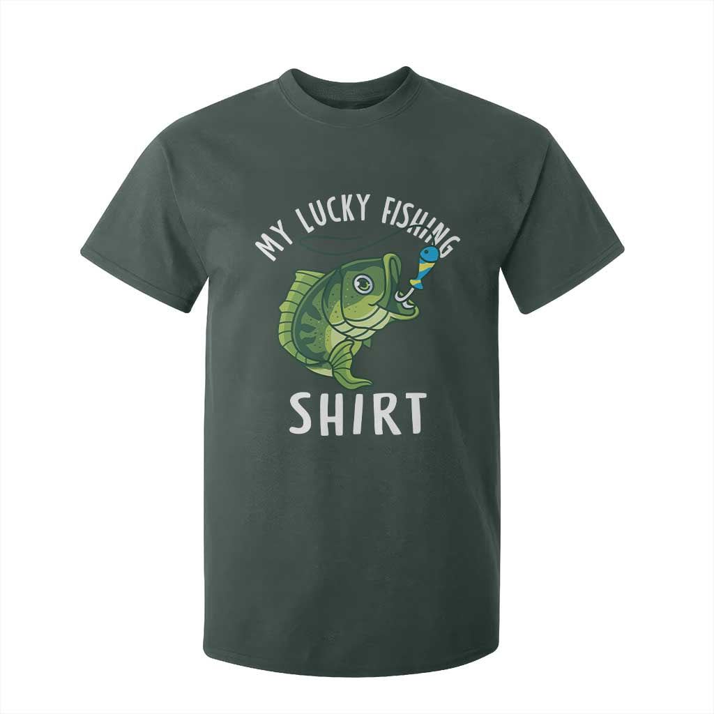 Lucky Fishing T Shirt For Kid Funny Fisherman Fish Lovers TS10 Dark Forest Green Print Your Wear