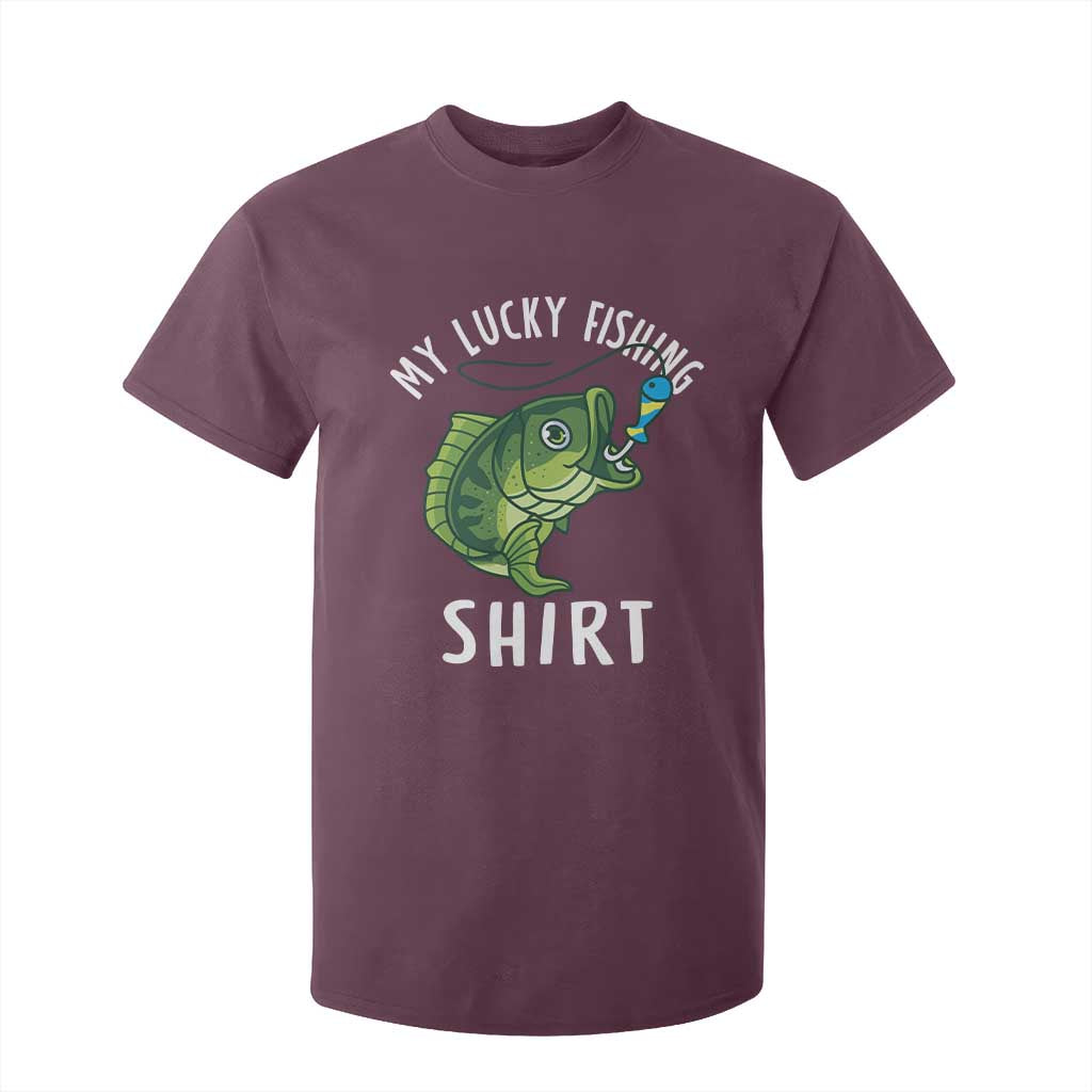 Lucky Fishing T Shirt For Kid Funny Fisherman Fish Lovers TS10 Maroon Print Your Wear