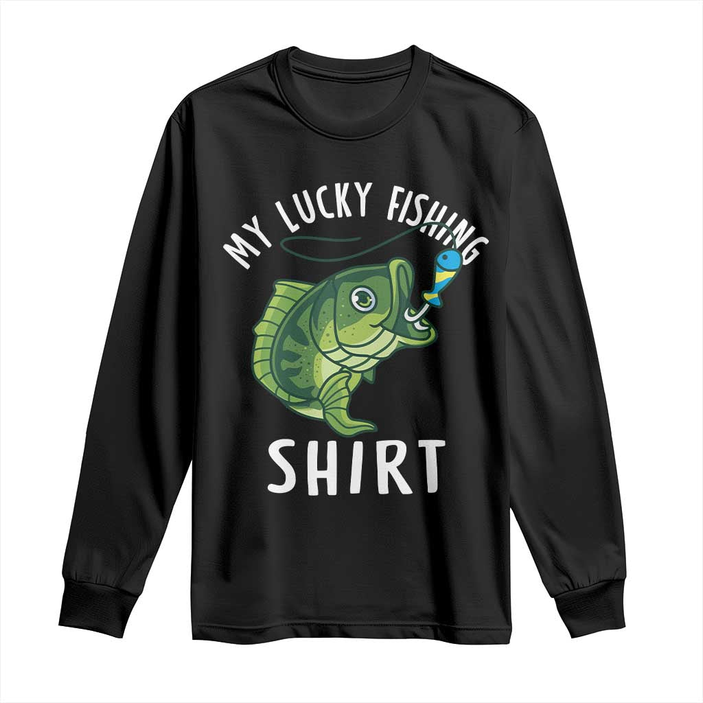 Lucky Fishing Long Sleeve Shirt Funny Fisherman Fish Lovers TS10 Black Print Your Wear