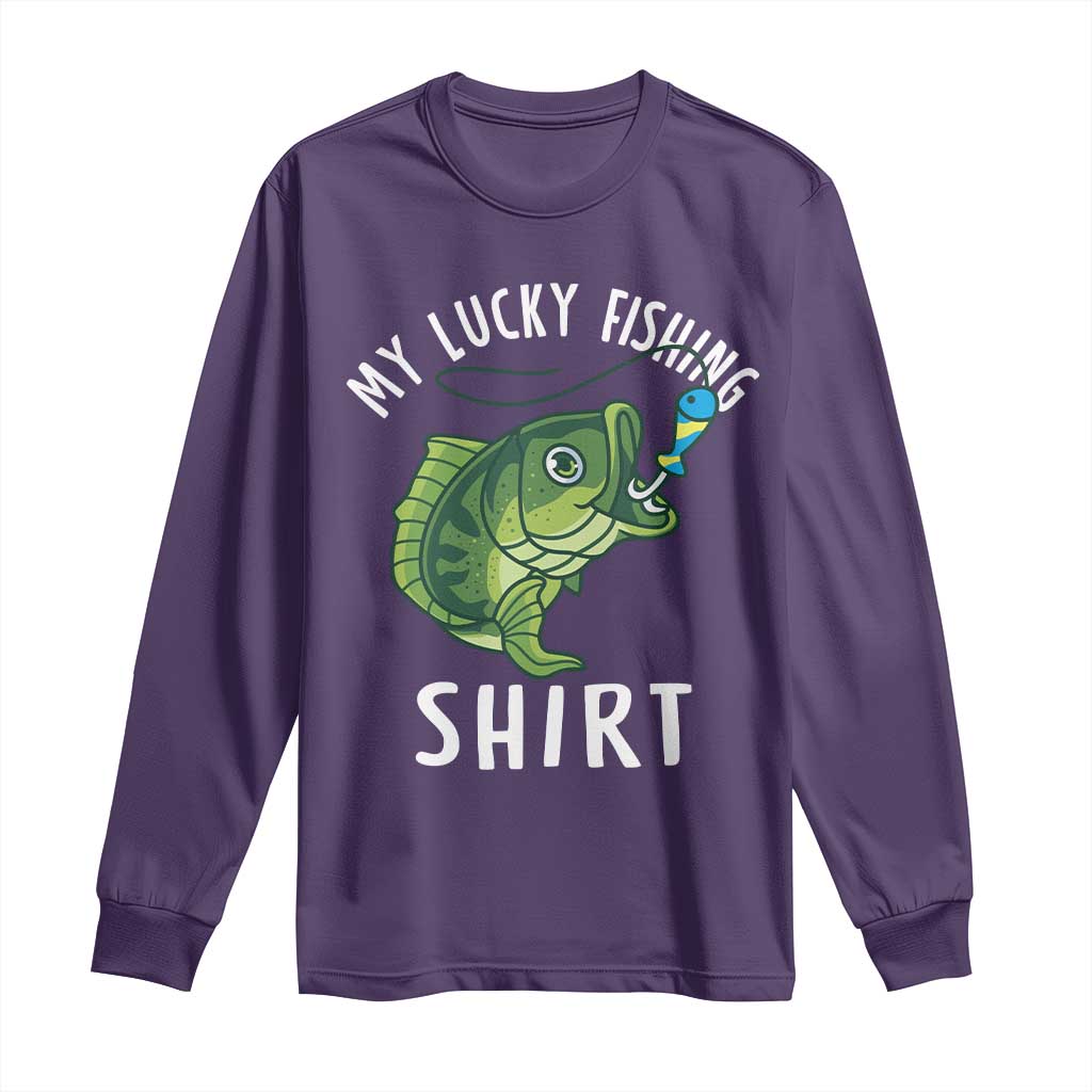 Lucky Fishing Long Sleeve Shirt Funny Fisherman Fish Lovers TS10 Purple Print Your Wear